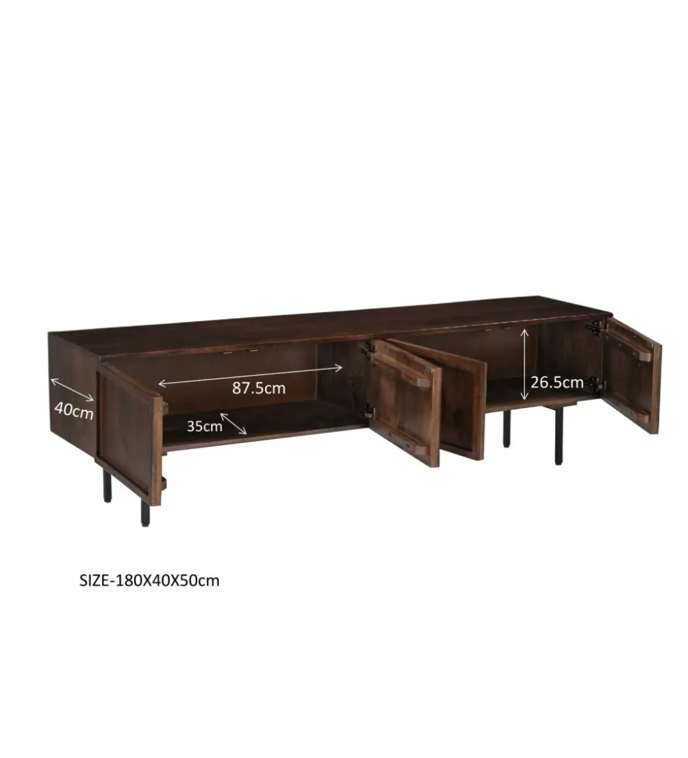 Stolik pod TV ELANI 180 cm drewno mango brąz