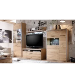 Stolik pod TV ESPERO 124 cm dąb sękaty olejowany w kolorze bianco