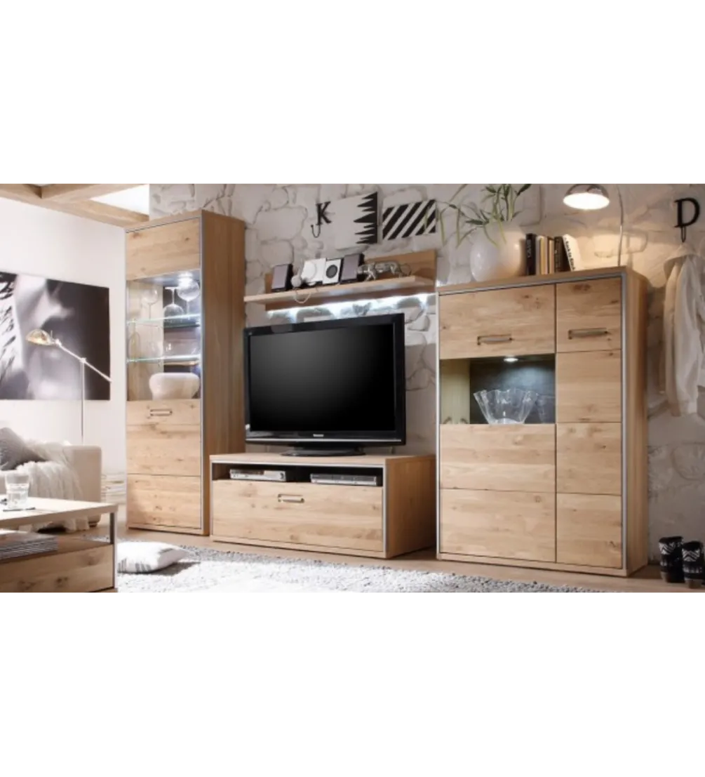 Stolik pod TV ESPERO 124 cm dąb sękaty olejowany w kolorze bianco