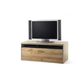 Stolik pod TV ESPERO 124 cm dąb sękaty olejowany w kolorze bianco