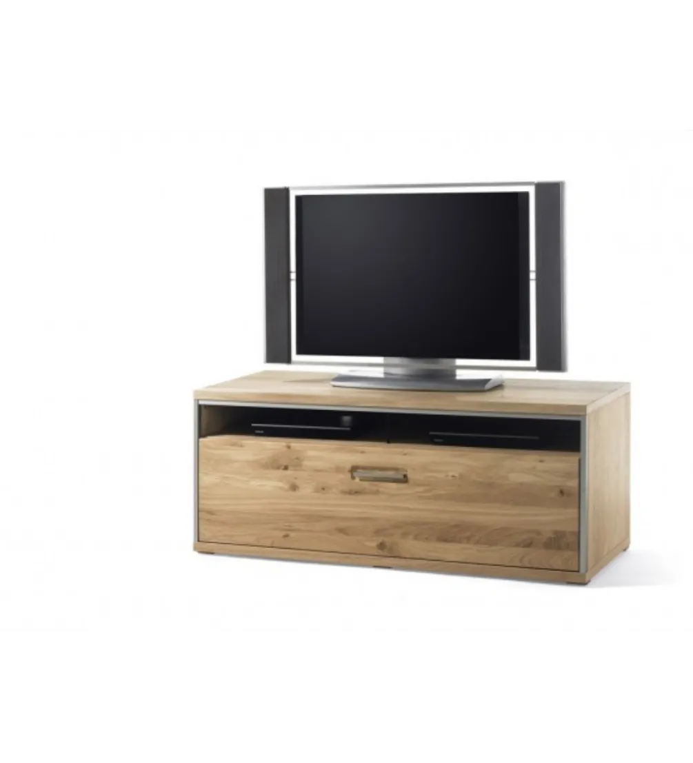Stolik pod TV ESPERO 124 cm dąb sękaty olejowany w kolorze bianco