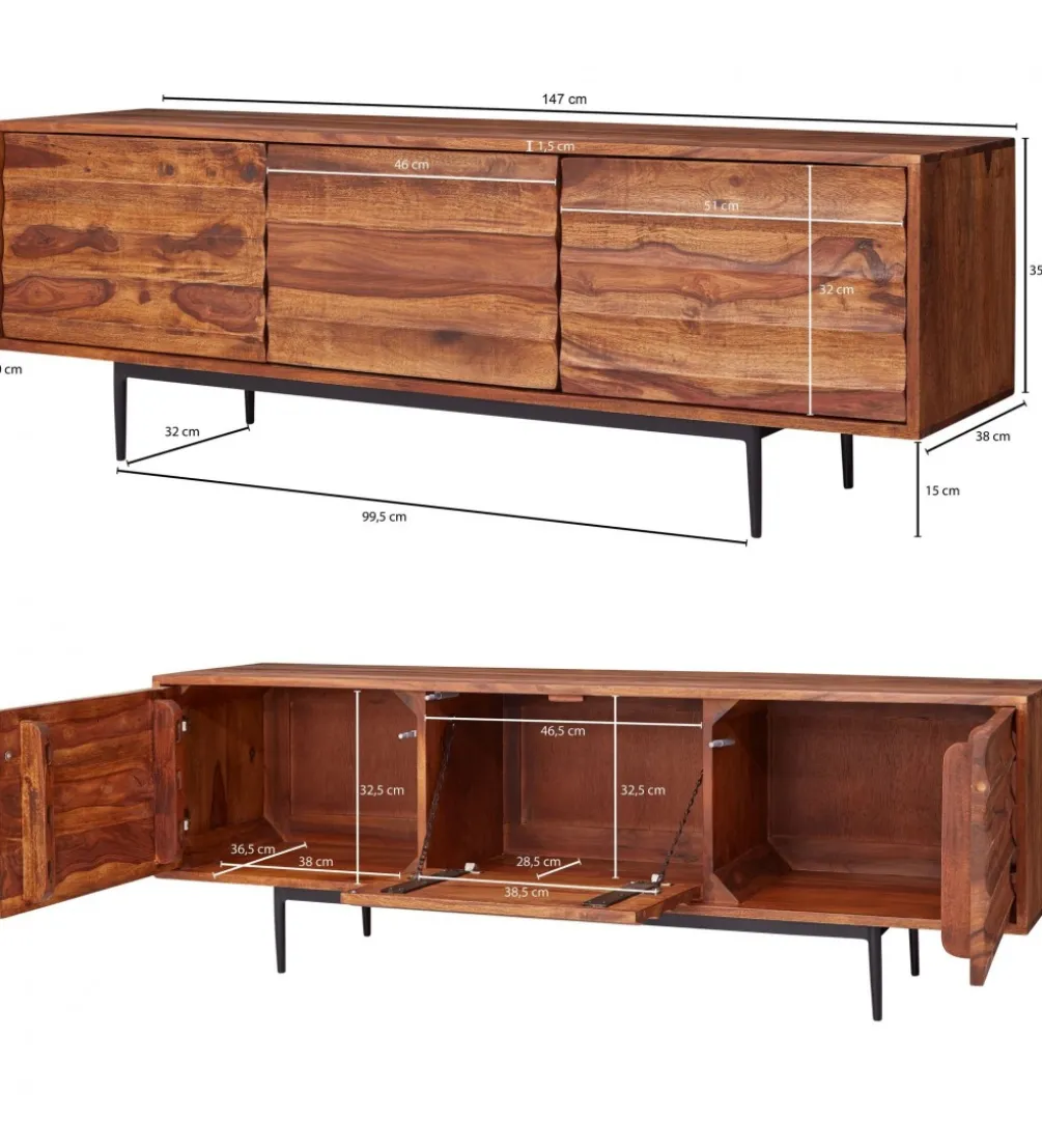 Stolik pod TV ESTELI 147 cm drewno sheesham