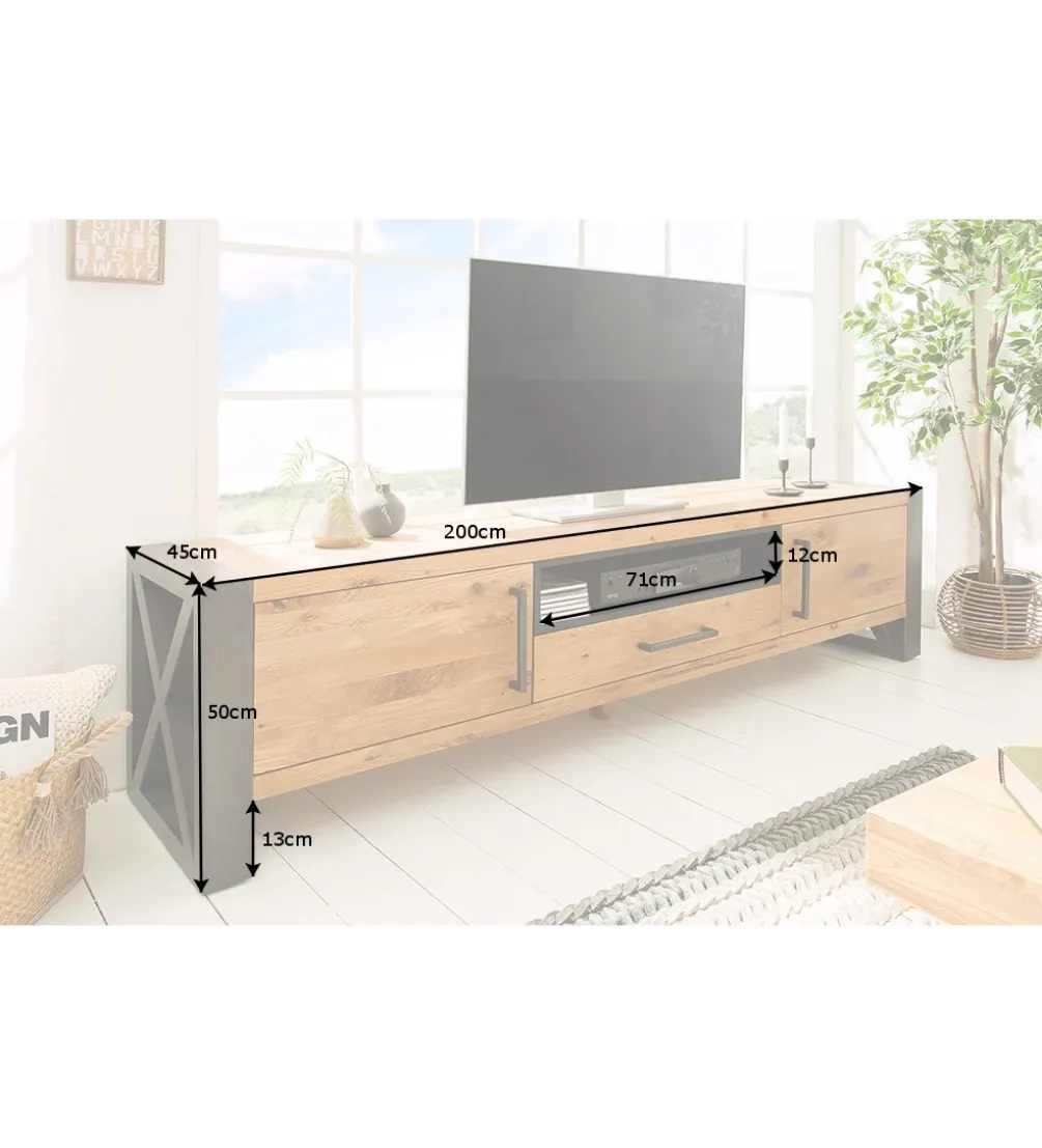 Stolik pod TV FACTORY Thor 200 cm drewno dąb dziki