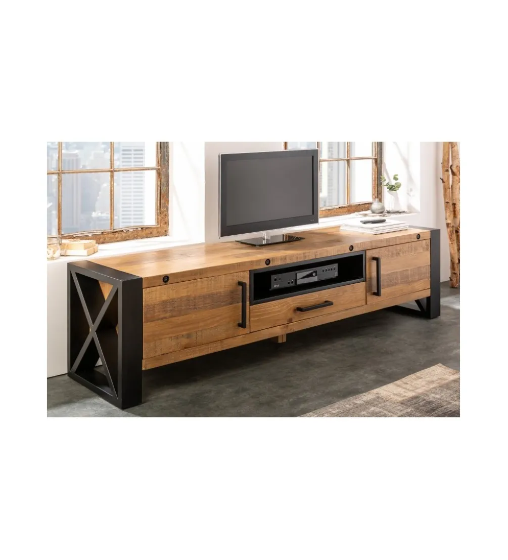 Stolik pod TV FACTORY Thor 200 cm drewno sosna
