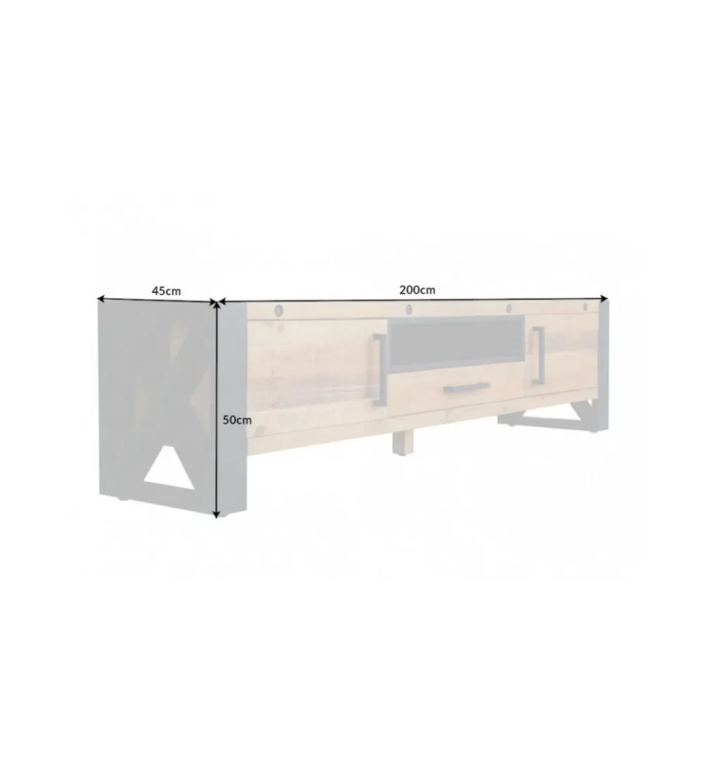 Stolik pod TV FACTORY Thor 200 cm drewno sosna