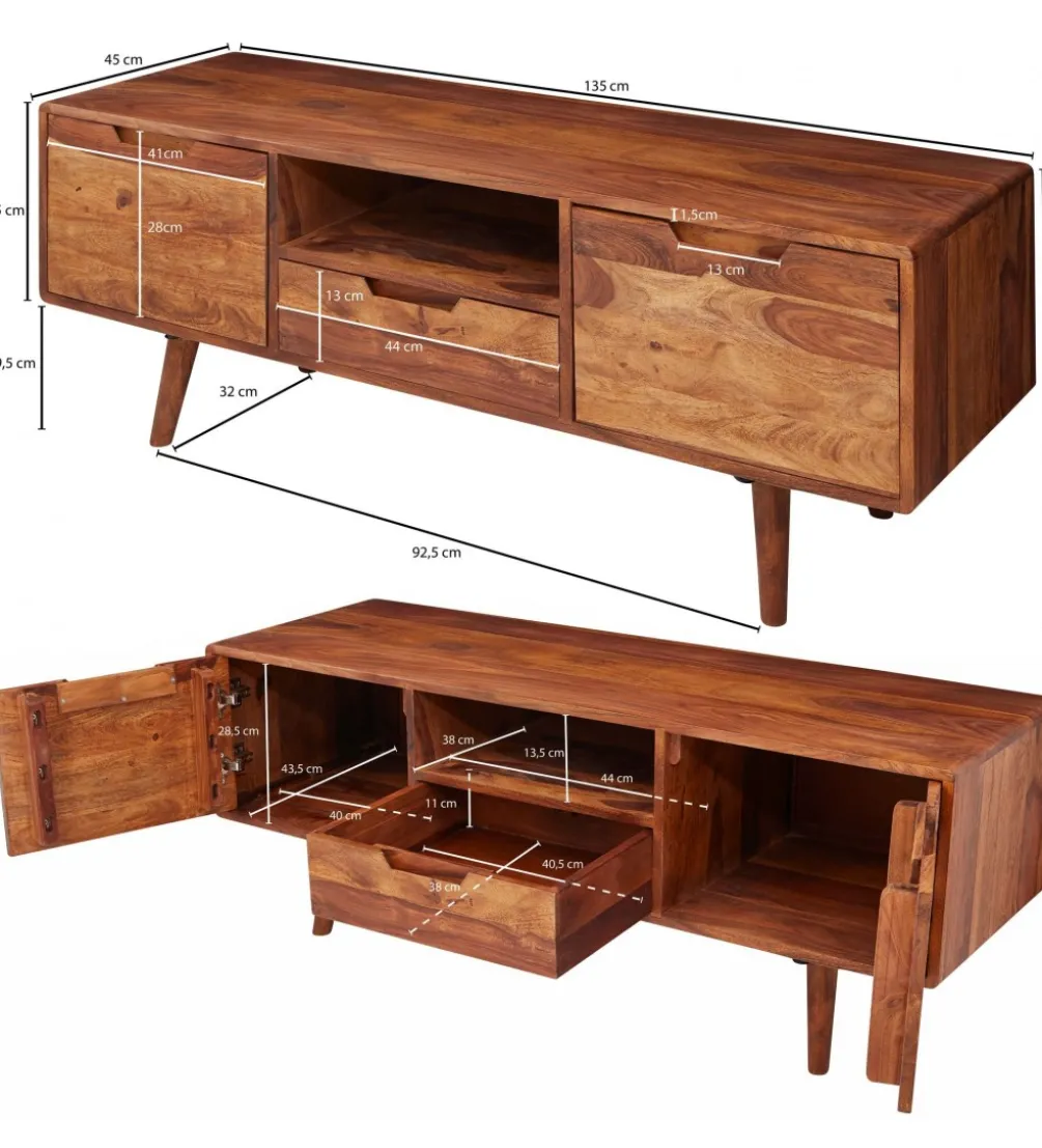 Stolik pod TV FEREZ 135 cm drewno sheesham