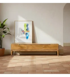Stolik pod TV GALT 160 cm drewno mango naturalny niższy