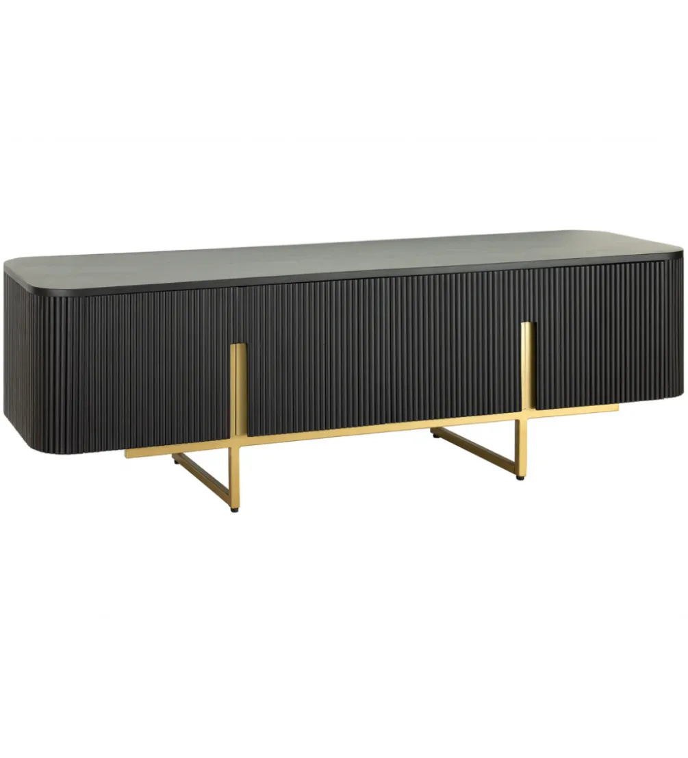 Stolik pod TV GATSBY 160 cm drewno mango czarna