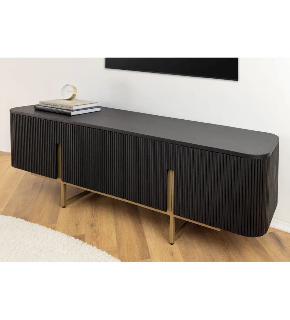 Stolik pod TV GATSBY 160 cm drewno mango czarna