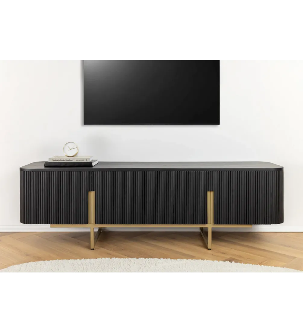 Stolik pod TV GATSBY 160 cm drewno mango czarna