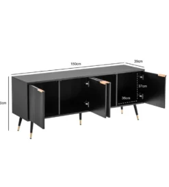 Stolik pod TV GLIMER 150 cm czarny