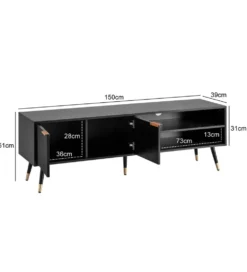 Stolik pod TV GLIMER II 150 cm czarny