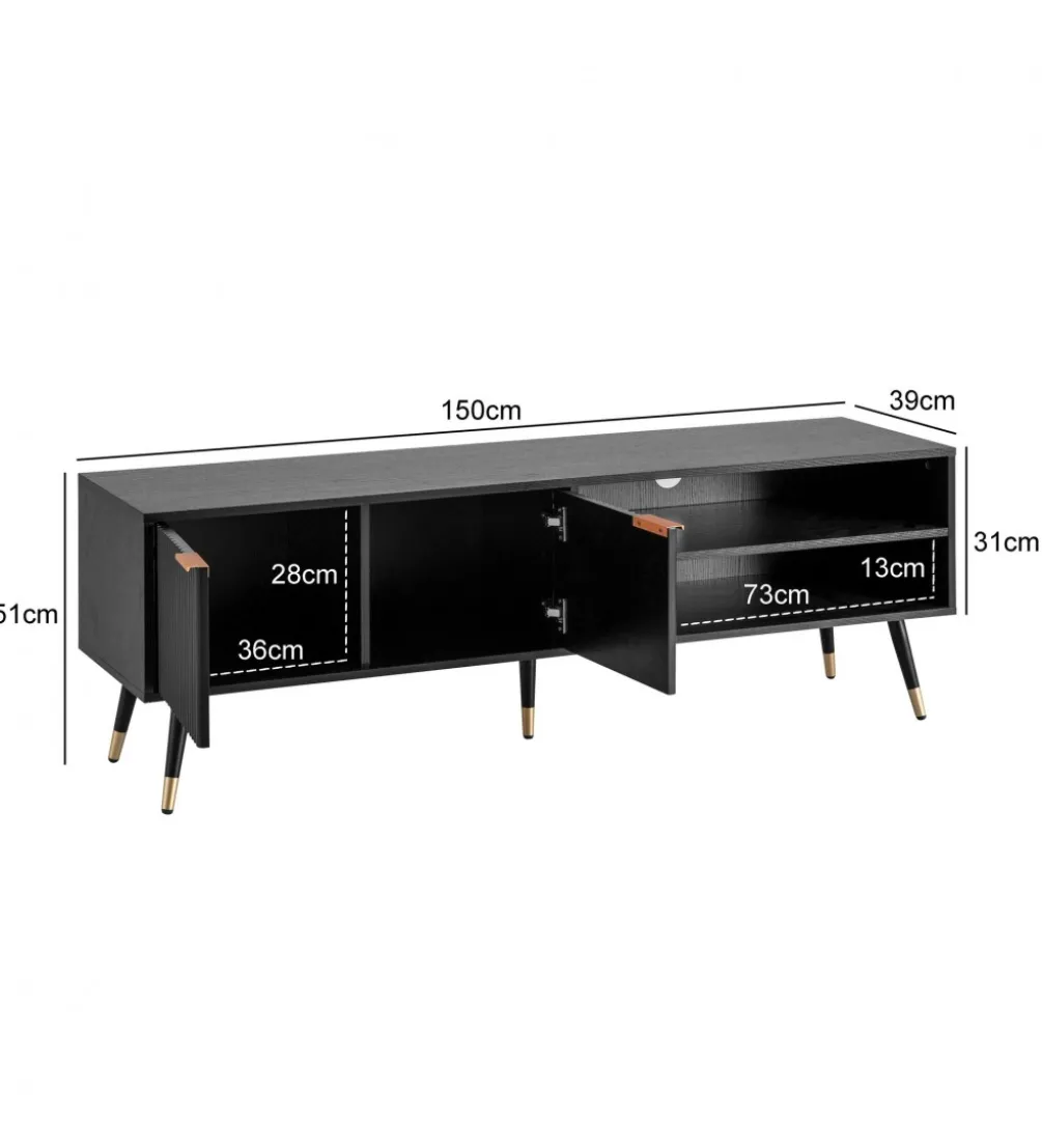 Stolik pod TV GLIMER II 150 cm czarny