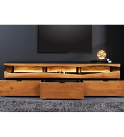 Stolik pod TV GRAND ACACIA 180 cm drewno akcja LED