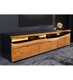 Stolik pod TV GRAND ACACIA 180 cm drewno akcja LED