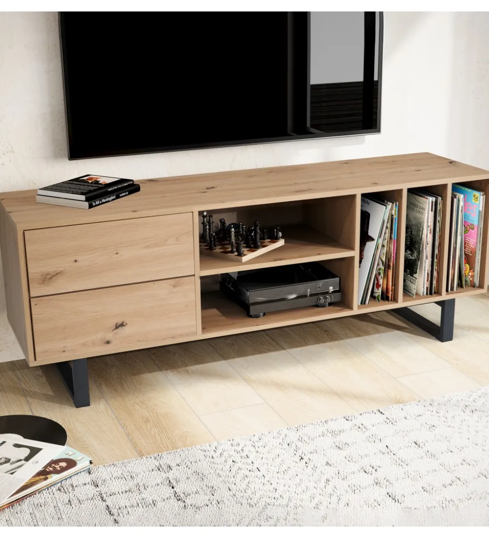 Stolik pod TV GRASSE 150 cm w optyce dębu