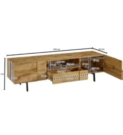 Stolik pod Tv GROSSETO 160 cm w kolorze dąb