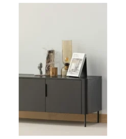 Stolik pod TV GUNNAR 154 cm drewno sosny czarny mat