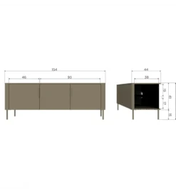 Stolik pod TV GUNNAR 154 cm drewno sosny czarny mat