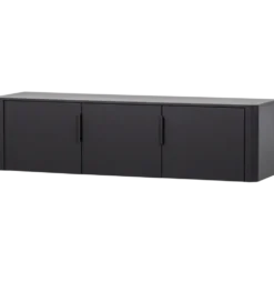 Stolik pod TV GUNNAR 154 cm drewno sosny czarny mat