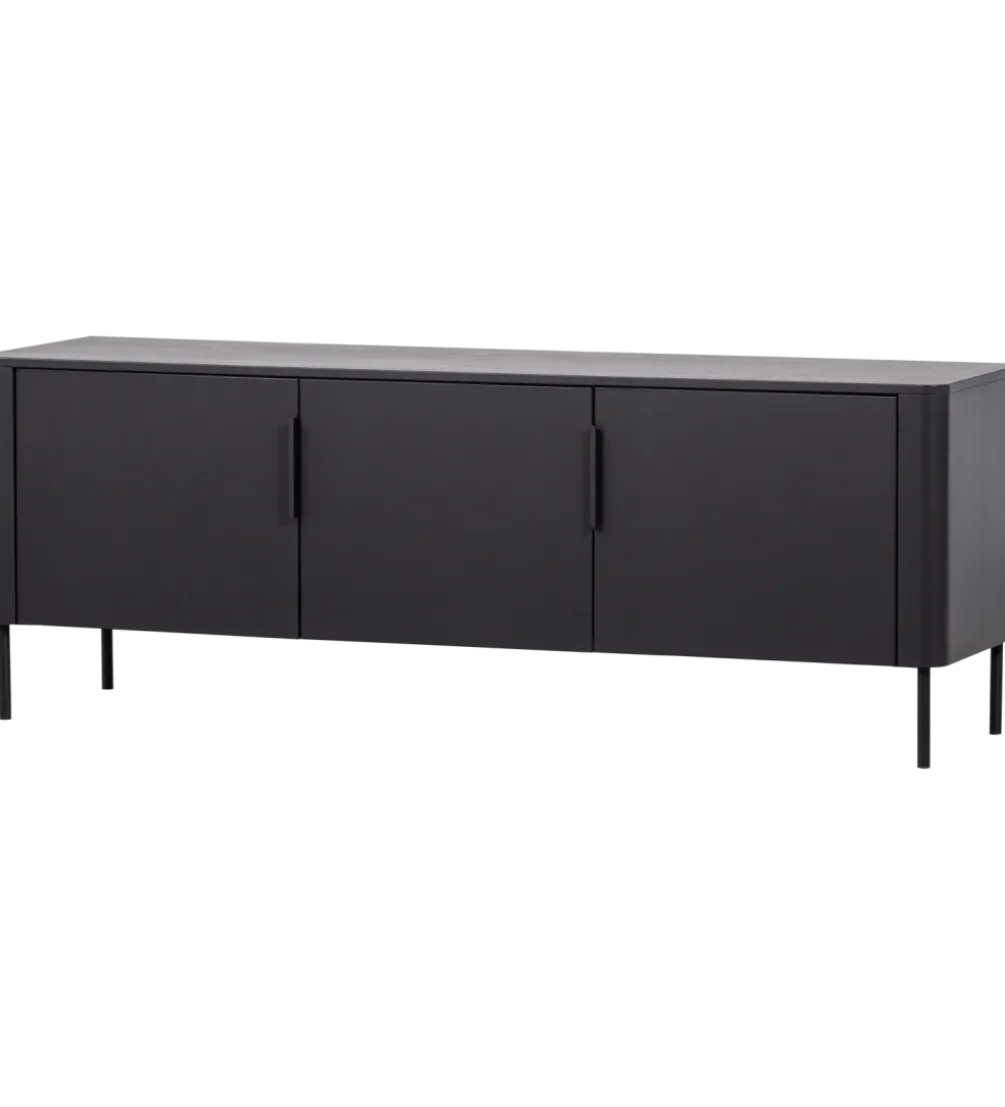 Stolik pod TV GUNNAR 154 cm drewno sosny czarny mat