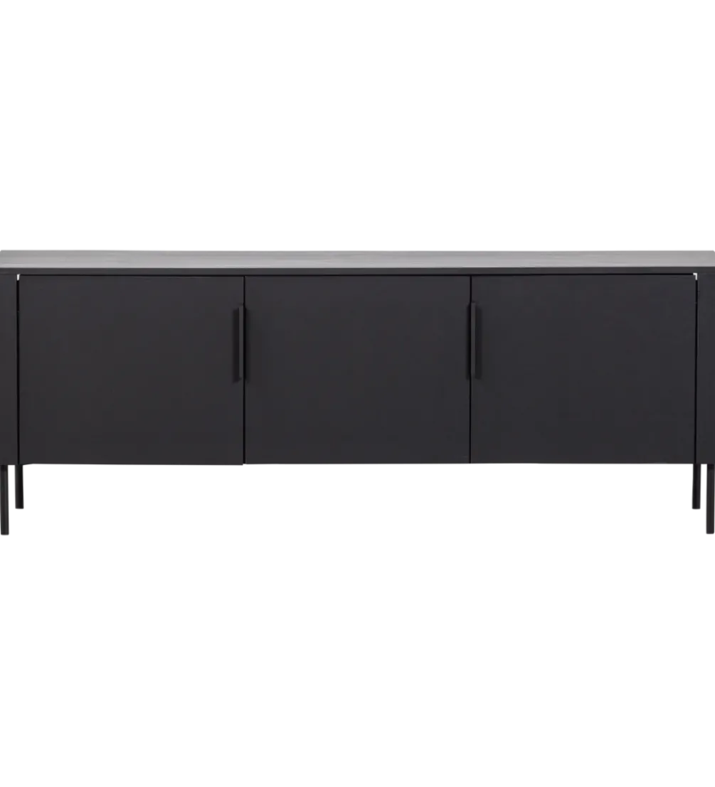 Stolik pod TV GUNNAR 154 cm drewno sosny czarny mat