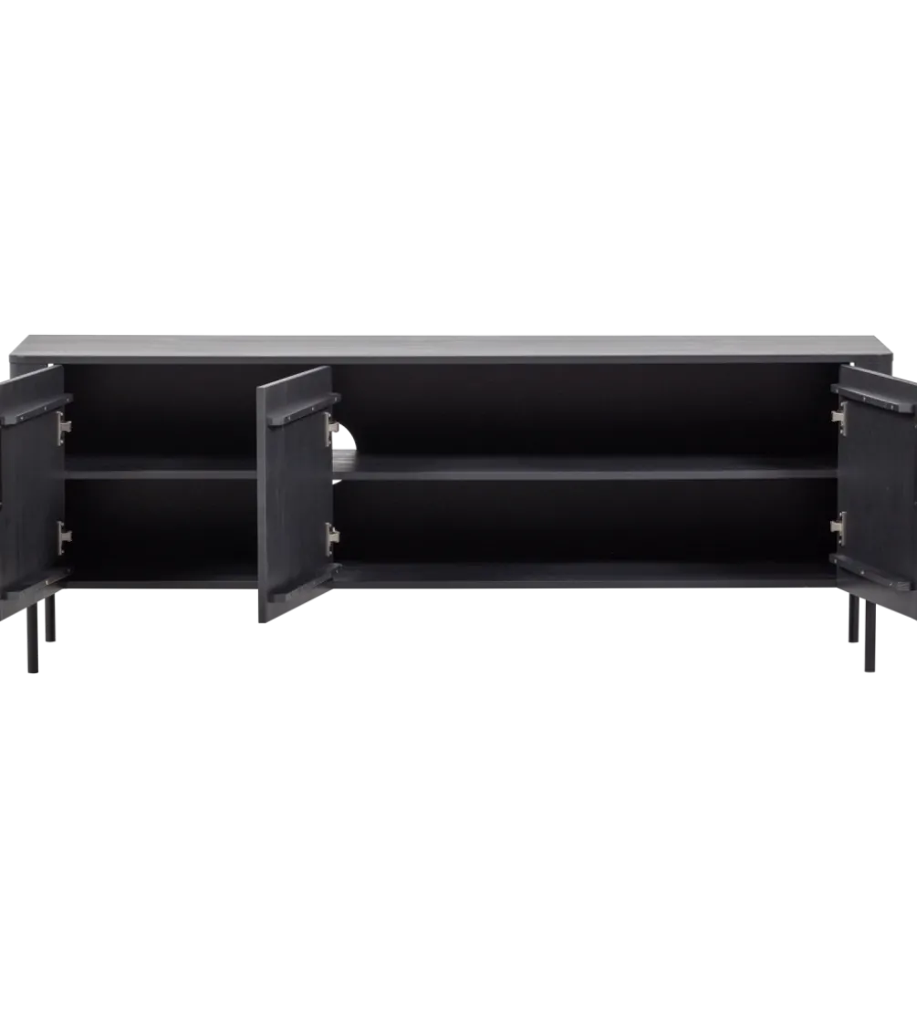 Stolik pod TV GUNNAR 154 cm drewno sosny czarny mat