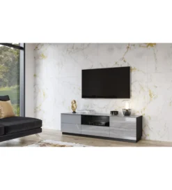 Stolik pod TV HELIO 180 cm szaro czarny