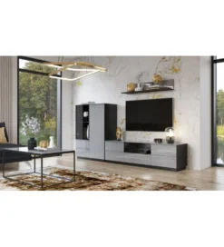Stolik pod TV HELIO 180 cm szaro czarny