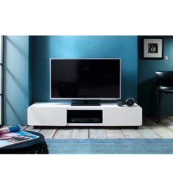 Stolik pod TV JEFF III 140 cm biało czarny