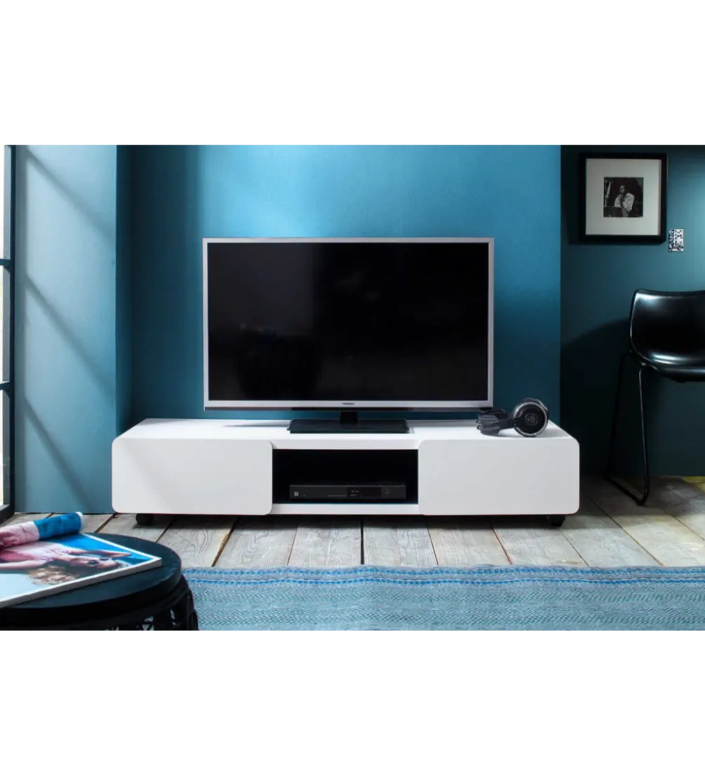 Stolik pod TV JEFF III 140 cm biało czarny