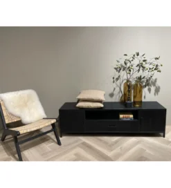 Stolik pod TV KALA 180 cm drewno mango czarna