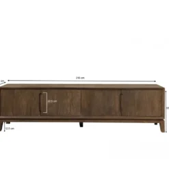 Stolik pod TV KORTE 210 cm drewno mango brąz