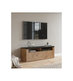 Stolik pod TV LARONA 140 cm o wybarwieniu dąb lefkas z kolorem touchwood