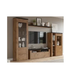 Stolik pod TV LARONA 140 cm o wybarwieniu dąb lefkas z kolorem touchwood