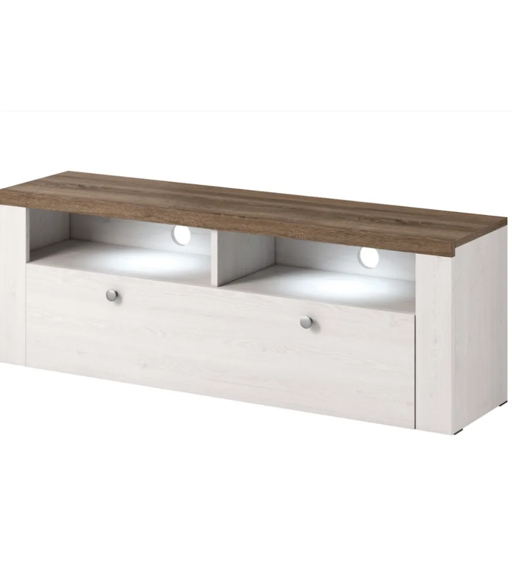 Stolik pod TV LARONA 140 cm o wybarwieniu Sonoma Trufel z kolorem Sibiu Larche