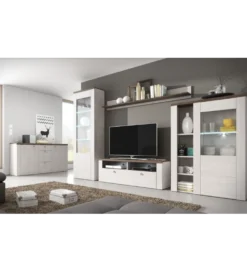 Stolik pod TV LARONA 140 cm o wybarwieniu Sonoma Trufel z kolorem Sibiu Larche