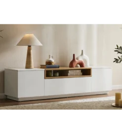 Stolik pod TV LOFT 160 cm biało naturalna