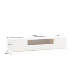 Stolik pod TV LOFT wiszący 150 cm biało naturalny