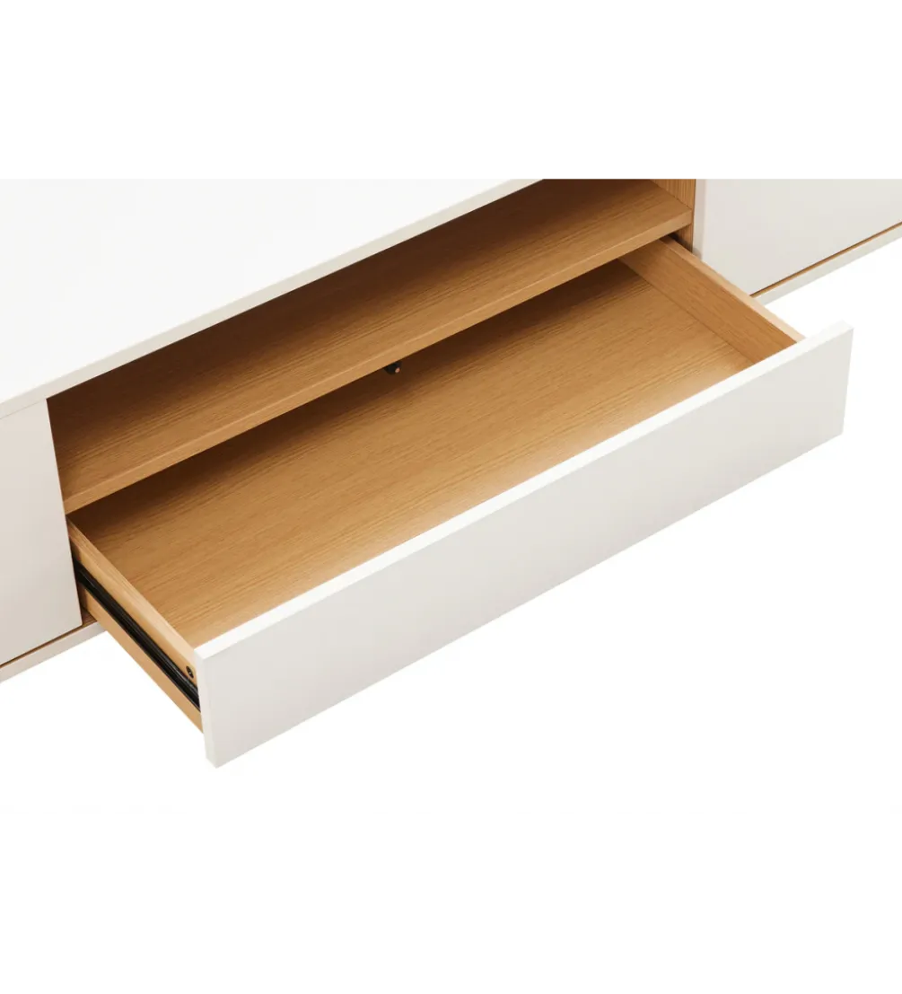 Stolik pod TV LOFT wiszący 150 cm biało naturalny