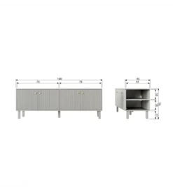 Stolik pod TV MADU 160 cm drewno sosny szary