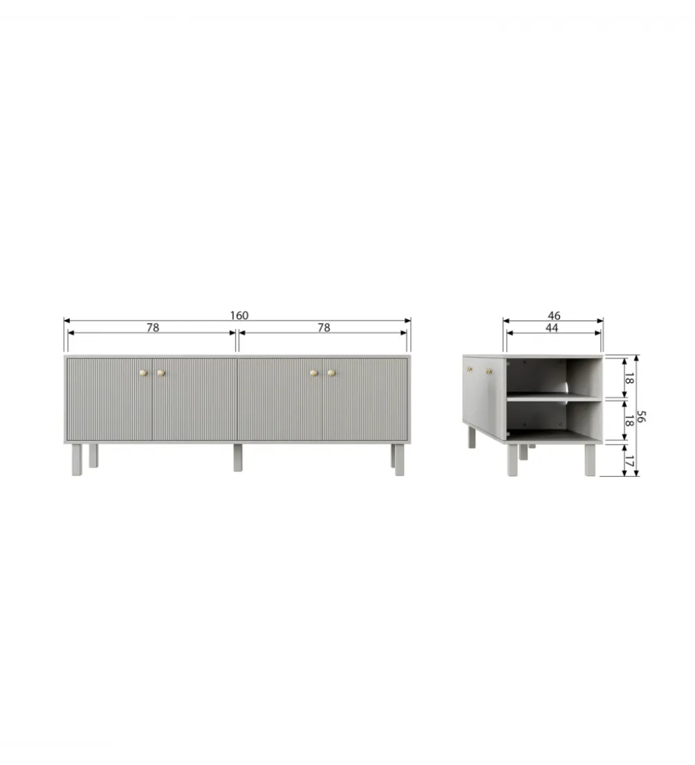 Stolik pod TV MADU 160 cm drewno sosny szary