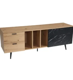 Stolik pod TV MELIOR III150 cm w kolorze dąb z dodatkiem optyki marmuru
