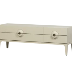 Stolik pod TV MERGE 160 cm drewno eukaliptusa szary
