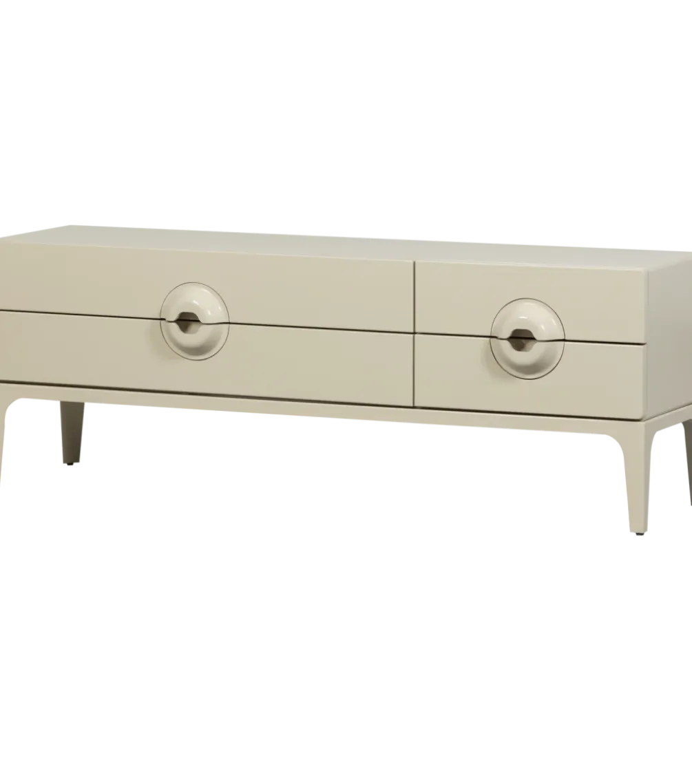 Stolik pod TV MERGE 160 cm drewno eukaliptusa szary