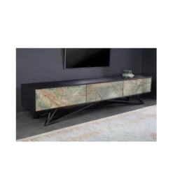 Stolik pod TV MONTANAS 200 cm drewno akacja czarny