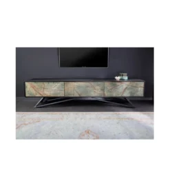 Stolik pod TV MONTANAS 200 cm drewno akacja czarny
