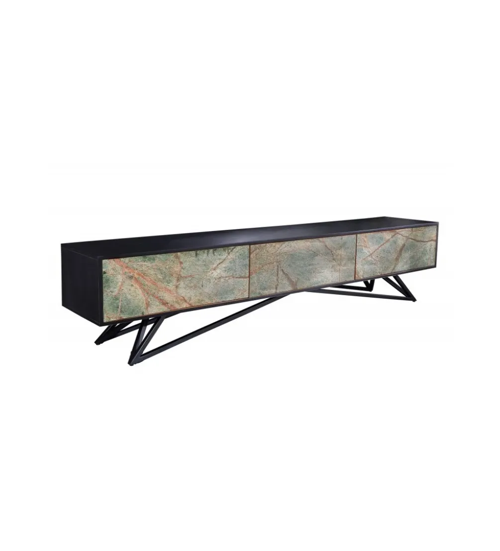 Stolik pod TV MONTANAS 200 cm drewno akacja czarny