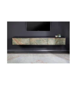 Stolik pod TV MONTANAS 200 cm drewno akacja czarny