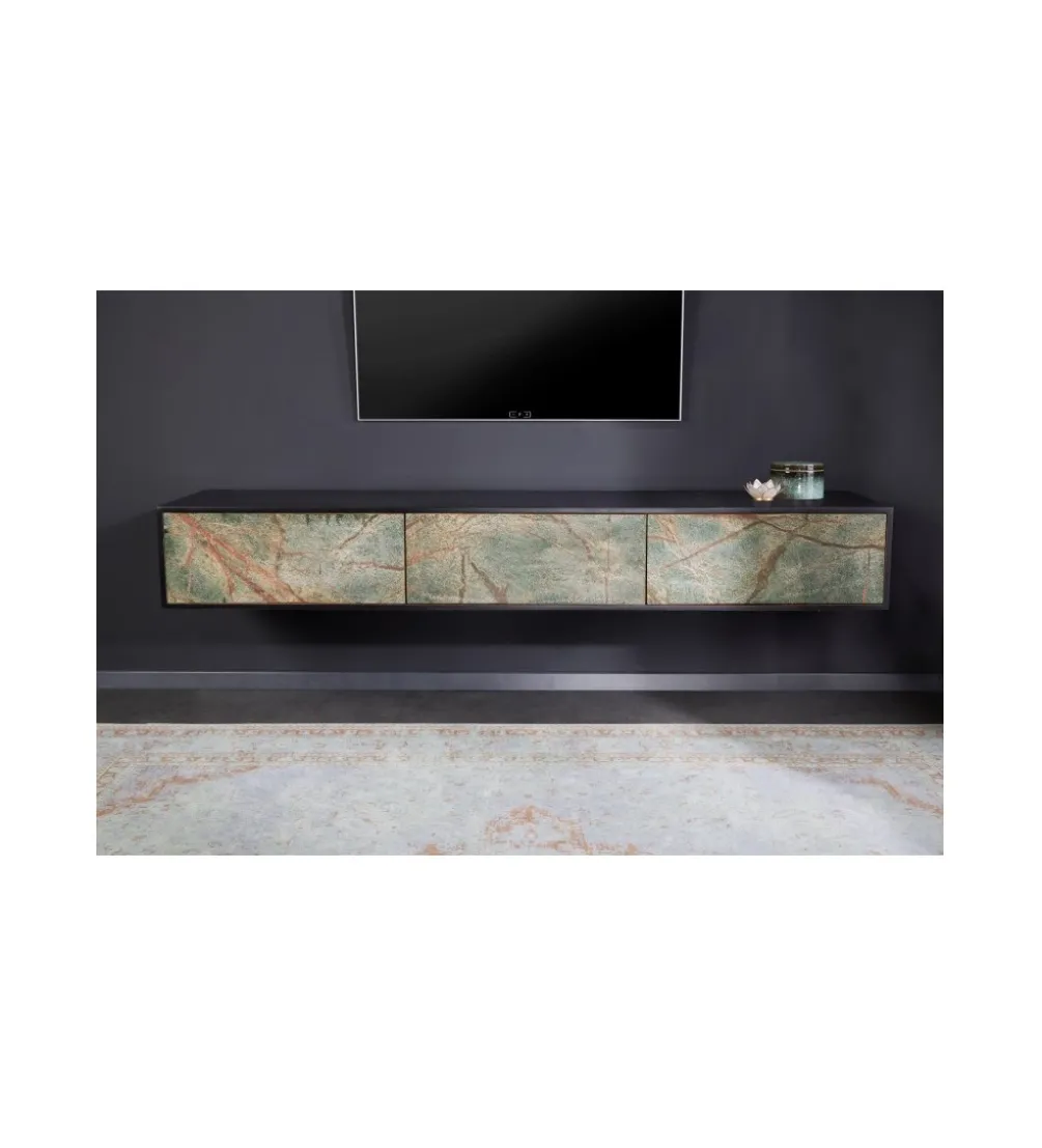 Stolik pod TV MONTANAS 200 cm drewno akacja czarny